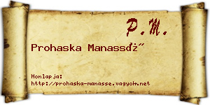 Prohaska Manassé névjegykártya